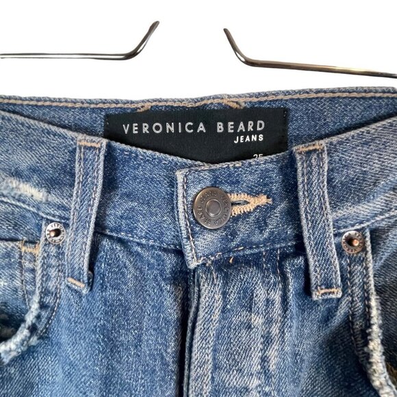 Veronica Beard Blake Classic Straight Distressed High Rise Jeans Blue Size 25 - Picture 3 of 9